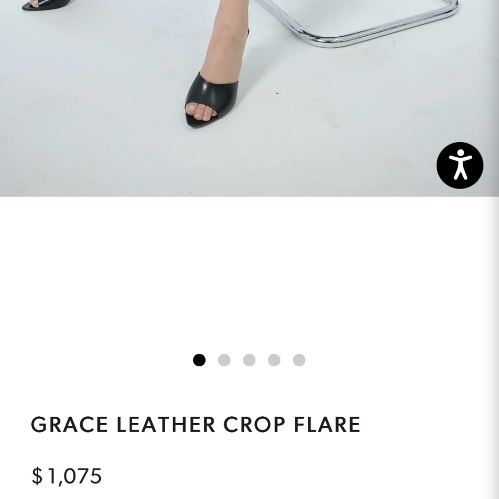SPRWMN Black Lamb Leather Crop Flare Pants High Rise Size [S] - Picture 8 of 11
